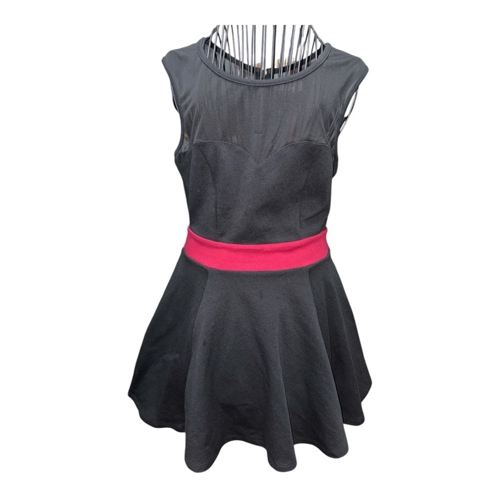 Source Unknown Black and Red Sleeveless Fit and Flare Mini Dress
